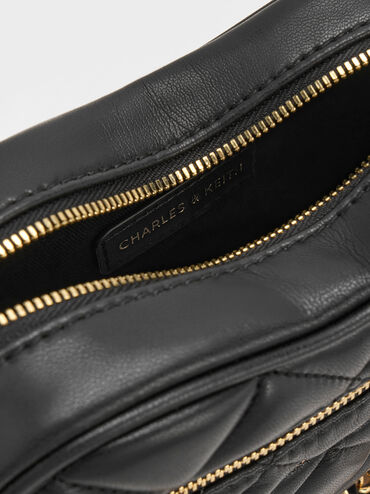 Paffuto Quilted Heart Crossbody Bag, Black, hi-res