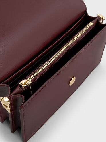 Kristine Sculptural-Handle Long Wallet, Wineberry Red, hi-res