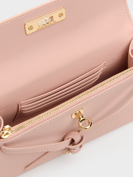 Tricha Knotted-Belt Top Handle Bag, Pink, hi-res