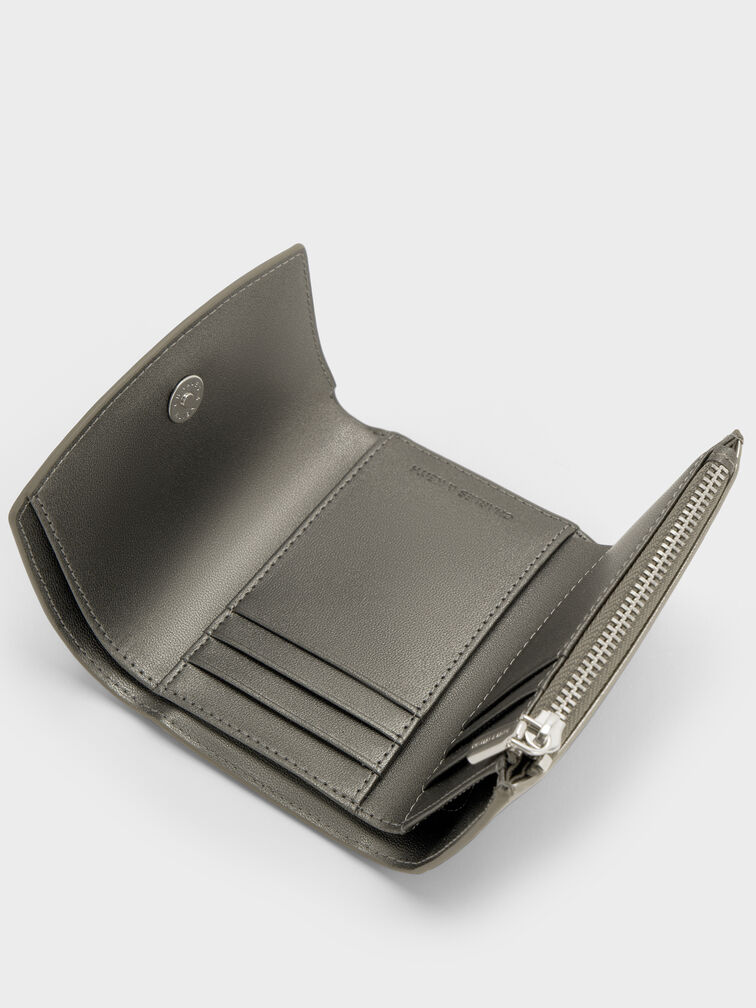 Briony Crinkle-Effect Curved Flap Wallet, Pewter, hi-res