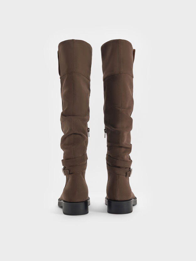 Eilis Faux Suede Thigh-High Boots, Dark Brown Textured, hi-res
