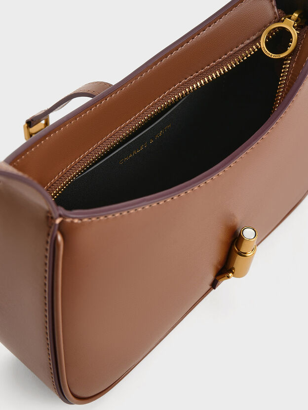 Cesia Metallic-Accent Shoulder Bag, Chocolate, hi-res