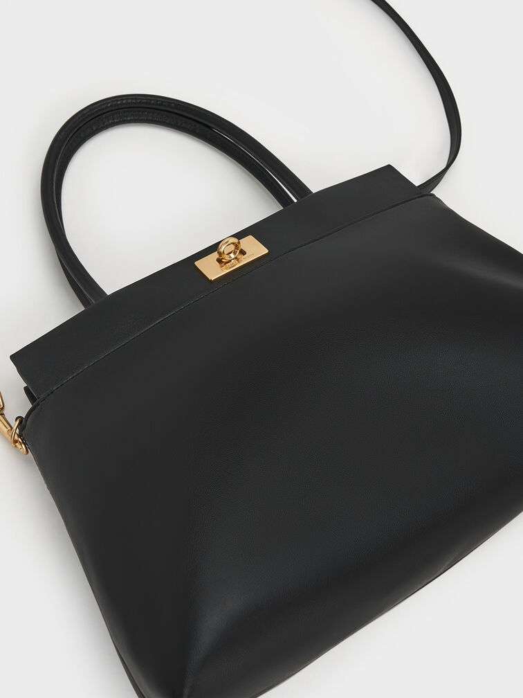 Lennie Top Handle Satchel Bag, Black, hi-res