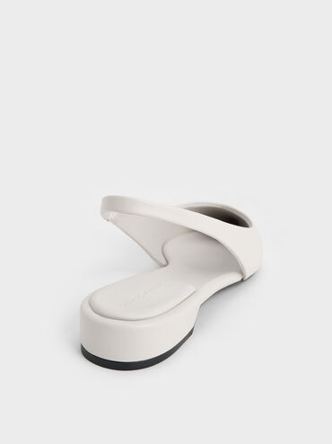 Pointed-Toe High-Vamp Slingback Flats, White, hi-res