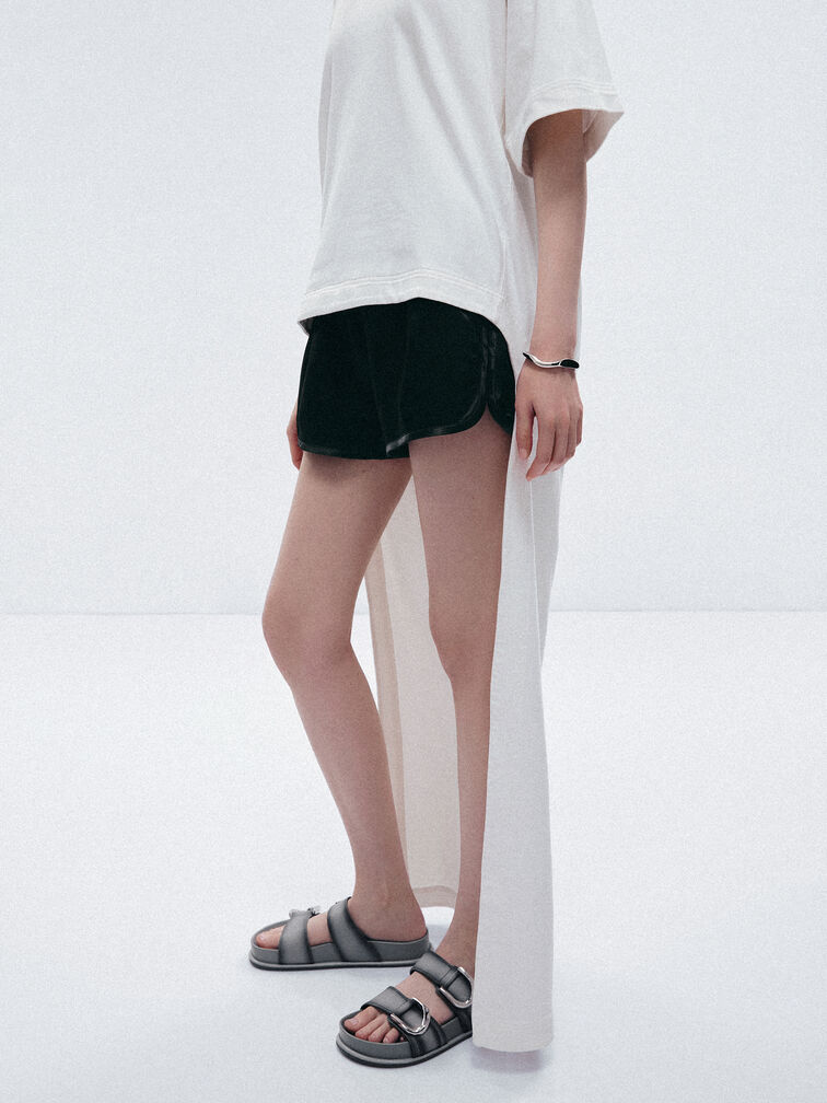 Gabine Leather Ombre Buckled Sandals, Light Grey, hi-res