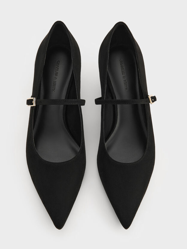 Luciana Faux Suede Mary Jane Pumps, Black Textured, hi-res
