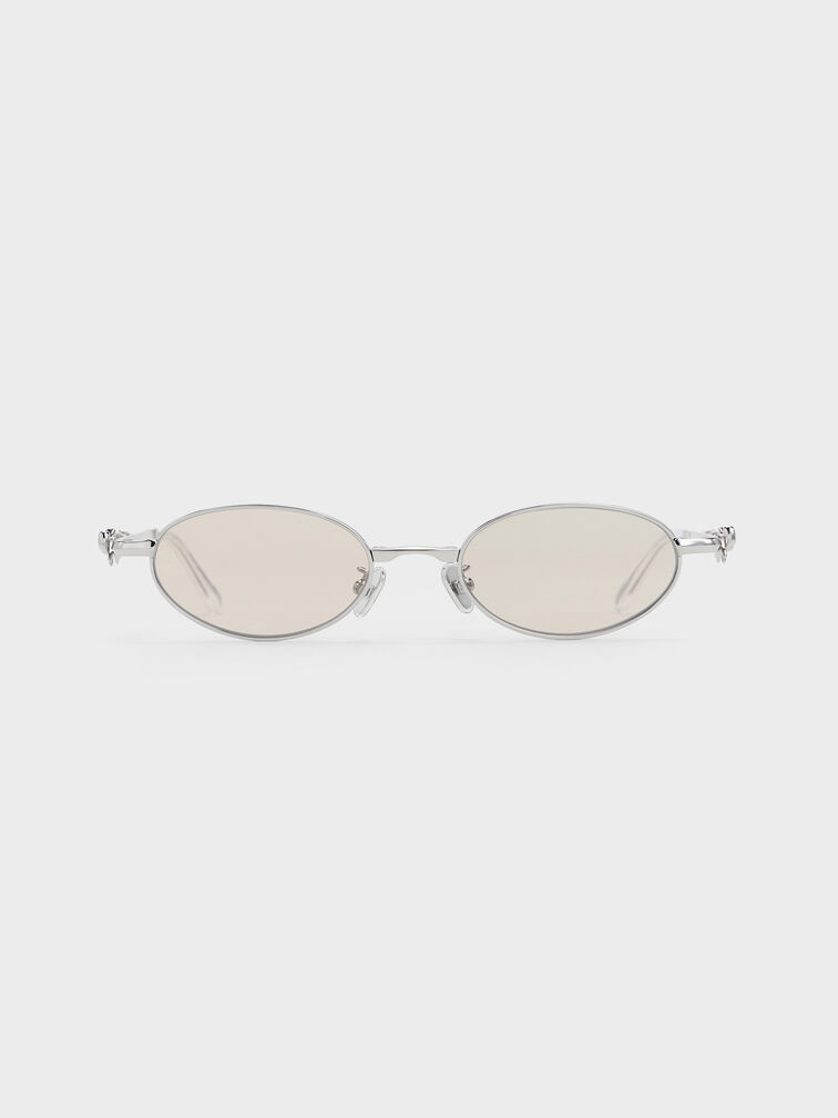 Paige Bow Crystal Sunglasses, Silver, hi-res