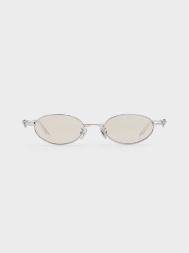 Paige Bow Crystal Sunglasses, Silver, hi-res
