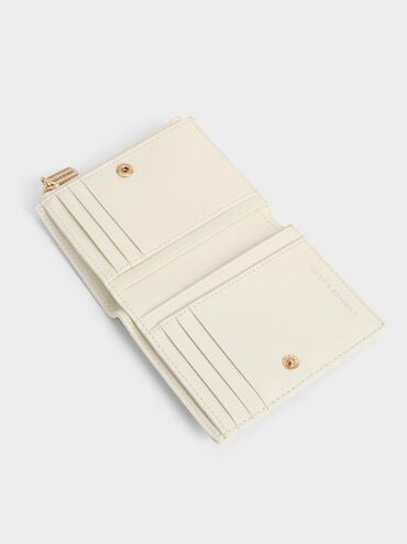 Donna Crinkle-Effect Panelled Top-Zip Wallet, Cream, hi-res