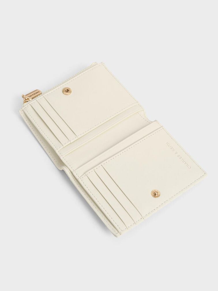 Donna Crinkle-Effect Panelled Top-Zip Wallet, Cream Donna Crinkle-Effect Panelled Top-Zip Wallet, Cream, hi-res