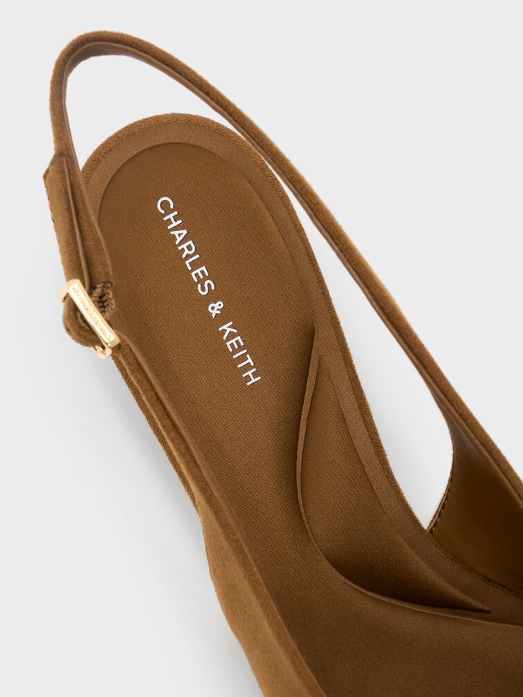 Emelia Faux Suede Slingback Flats, Camel, hi-res