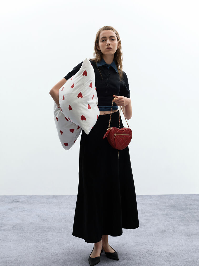 Paffuto Quilted Heart Crossbody Bag, Tomato Red, hi-res