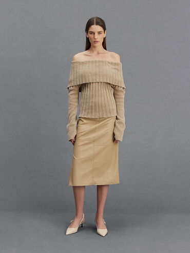 Tully Leather Ruched-Strap Slingback Pumps, Chalk, hi-res