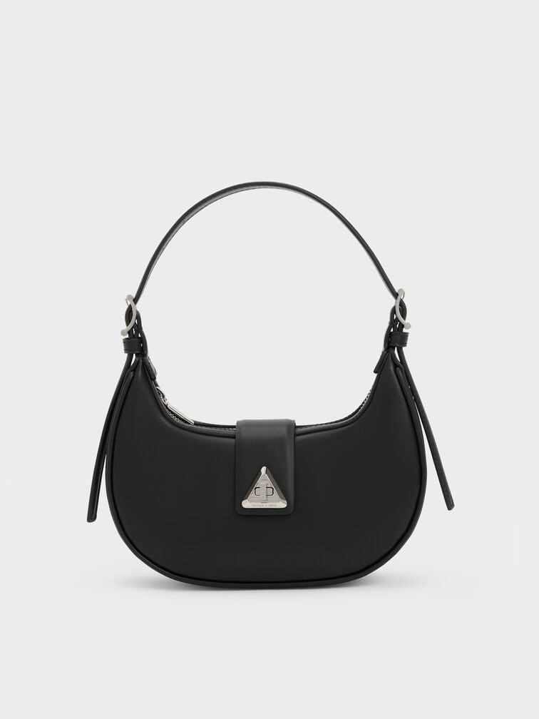 Trice Metallic-Accent Belted Shoulder Bag, Noir, hi-res