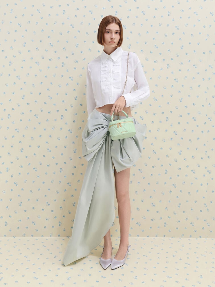 Arwen Quilted Top Handle Vanity Bag, Mint Green, hi-res