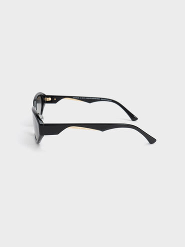 Acetate Oval Sunglasses, Black, hi-res