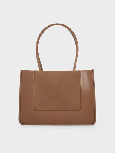 Daylla Recycled Suede Tote Bag, Mocha Brown, hi-res