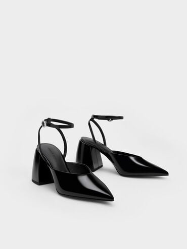 Chunky Heel Ankle-Strap Pumps, Black Box, hi-res