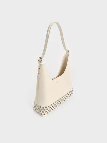 Liv Grommet Hobo Bag, Cream, hi-res