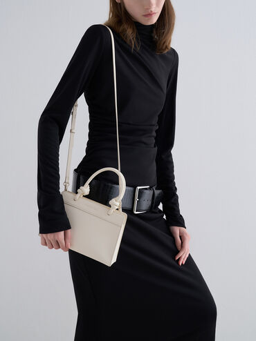 Sabine Knotted-Handle Trapeze Tote Bag, Cream, hi-res