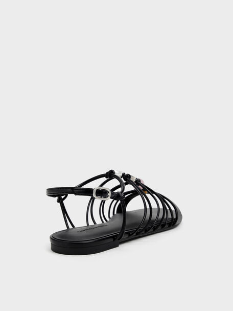 Georgie Bead Strappy Sandals, Black, hi-res