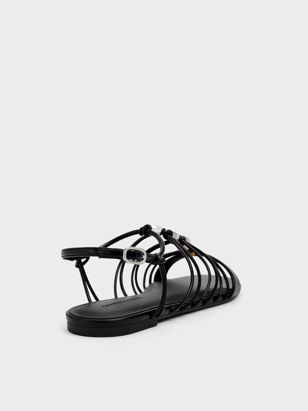 Georgie Bead Strappy Sandals, Black, hi-res