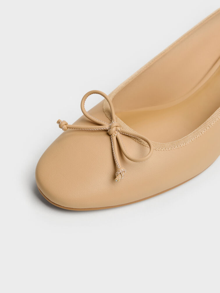 Bow Ballet Pumps, Sand, hi-res