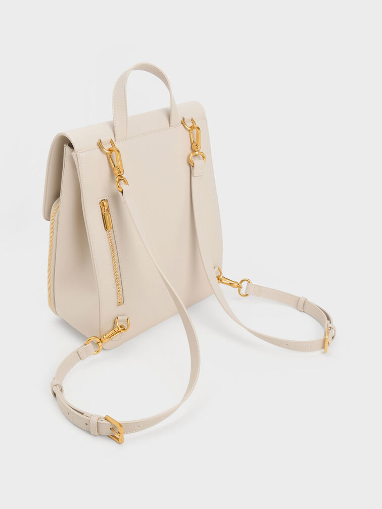 Octavia Front Flap Structured Backpack, Ivory, hi-res
