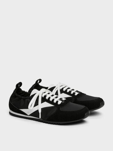 Jace Recycled Leather Sneakers, Black Textured, hi-res