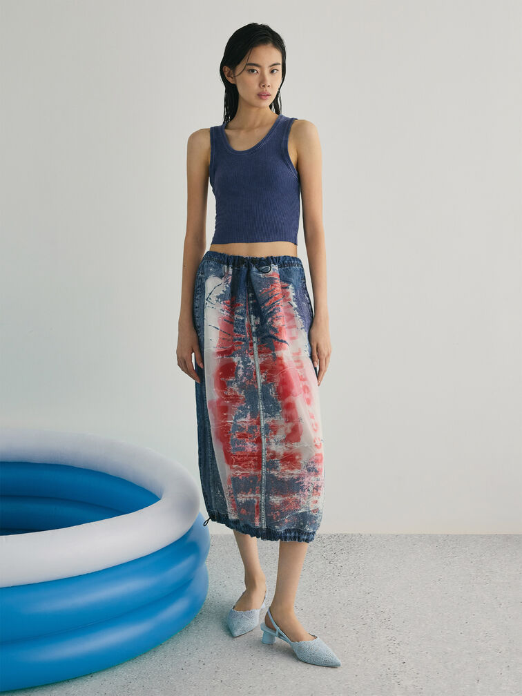 Meja Floral Pointed-Toe Slingback Pumps, Blue, hi-res