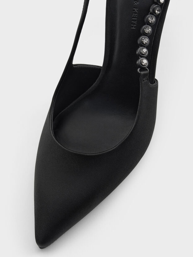 Flores Gem-Strap Slingback Pumps, Black, hi-res