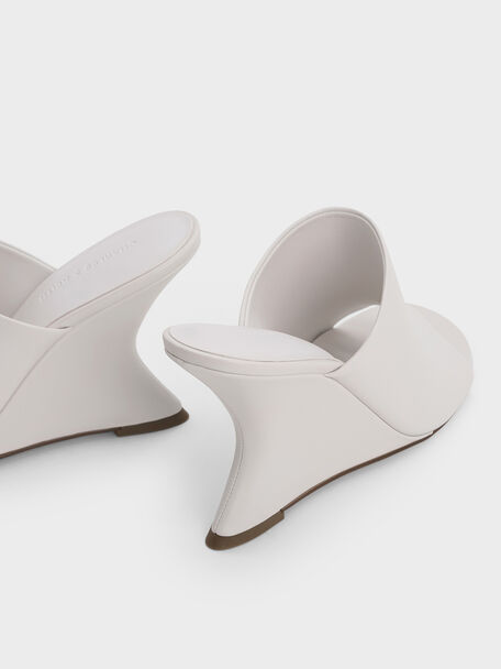 Sculptural-Heel Wedges, White, hi-res