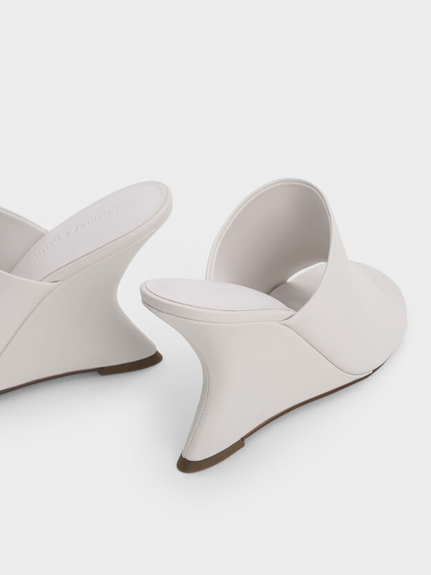 Sculptural-Heel Wedges, White, hi-res