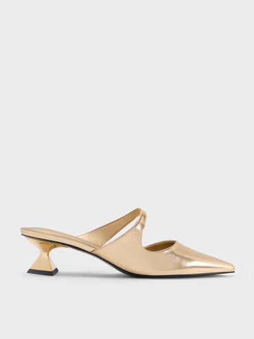 Vada Metallic Asymmetric Sculptural Heel Pumps, Light Gold, hi-res