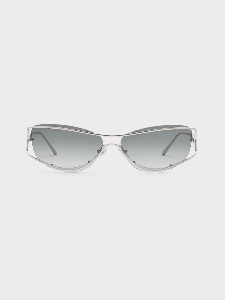 Ainsley Geometric Sunglasses, Silver, hi-res
