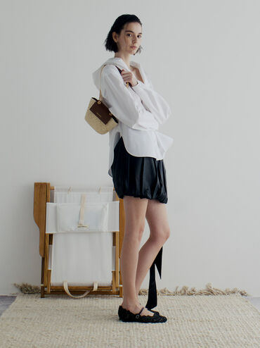 Shalia Raffia Chain-Strap Crossbody Bag, Natural Raffia, hi-res