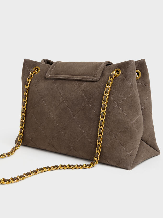 Large Apfra Quilted Shoulder Bag, Stone Grey, hi-res