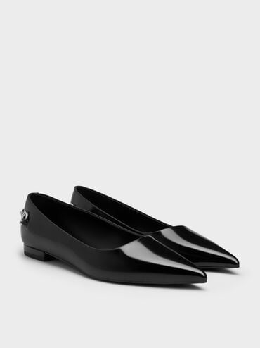 Erinna Metallic-Accent Pointed-Toe Flats, Black Box, hi-res