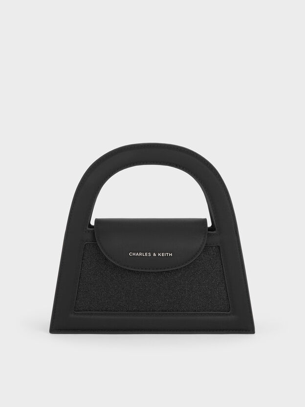 Este Glittered Top Handle Bag, Noir, hi-res