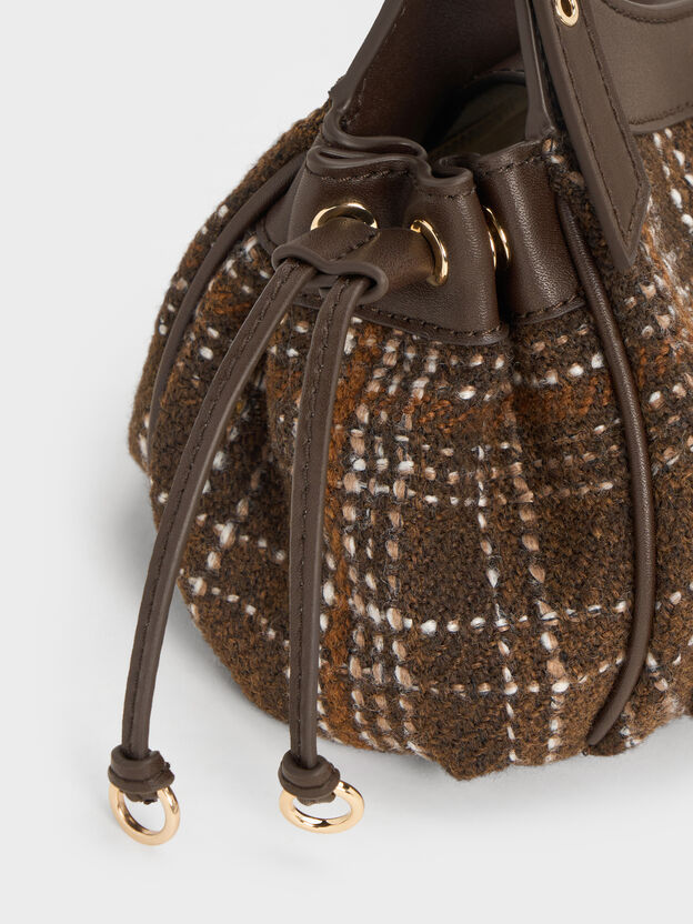Mini Lillith Checkered Drawstring Bucket Bag, Multi, hi-res