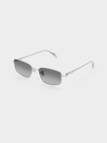 Inara Metallic-Rim Sunglasses, Silver, hi-res