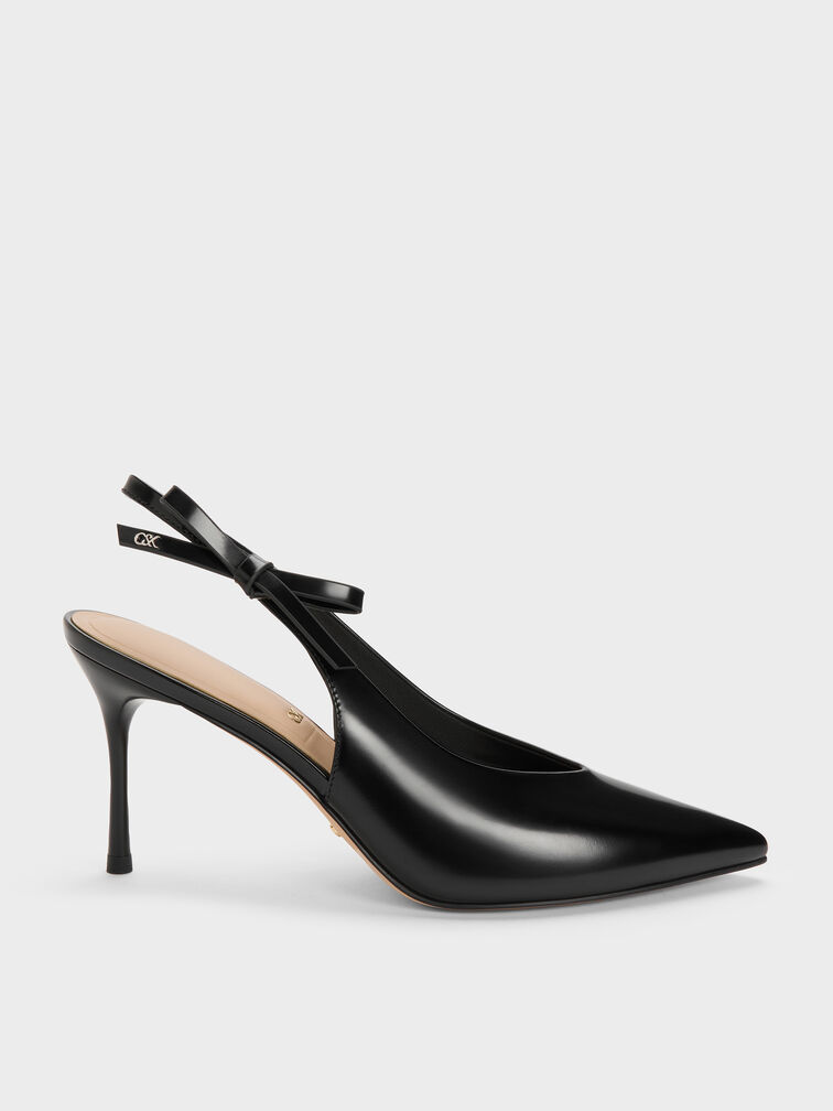 Anastasia Leather Slingback Pumps, Black Box, hi-res