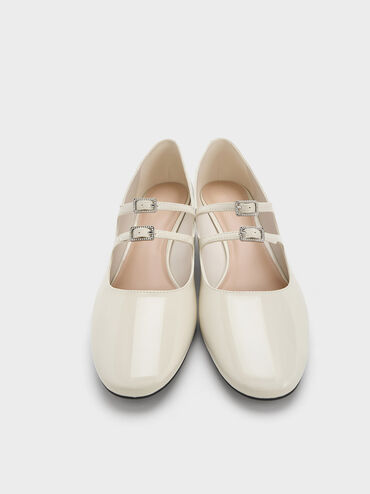 Clementine Double Crystal-Buckle Mary Jane Pumps, Chalk, hi-res