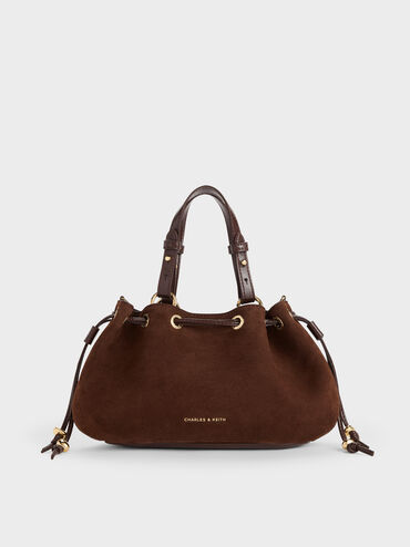 Mini Moxie Drawstring Bucket Bag, Dark Brown, hi-res