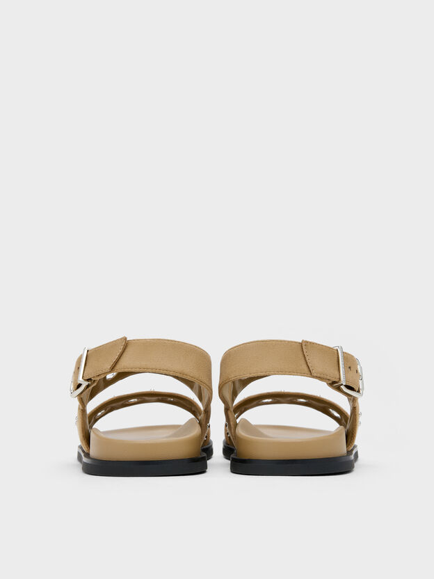 Faux Suede Grommet Slingback Sandals, Sand, hi-res