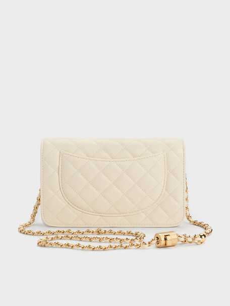 Cressida Quilted Push-Lock Clutch, Cream, hi-res
