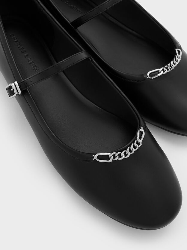 Shila Chain Mary Jane Flats, Black, hi-res