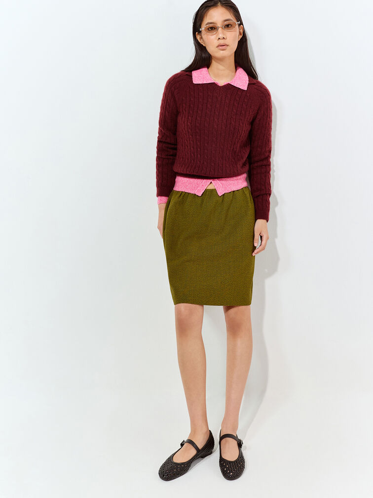 Woven Mary Jane Flats, Black, hi-res