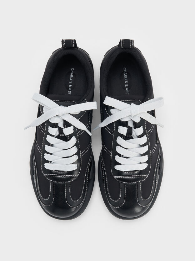Minette Low-Top Sneakers, Black Textured, hi-res