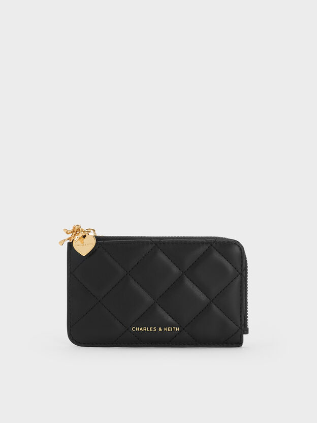 Arrietty Quilted Zip-Around Wallet, Black, hi-res